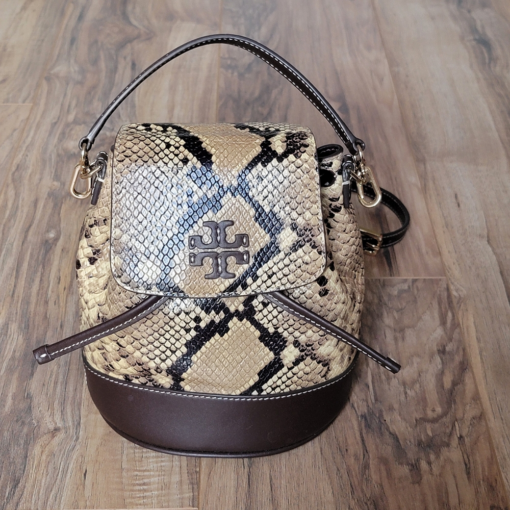 TORY BURCH Thea Exotic Leather Mini Bucket Convertible Backpack